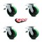 Service Caster 6 Inch Green Poly on Cast Iron Caster Set with Ball Bearing and Total Lock Brake SCC-TTL30S620-PUB-GB-4 - alternate 2